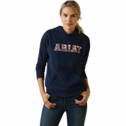 2023 Ariat Womens 3D Logo 2.0 Hoodie 10043320 - Navy / Red