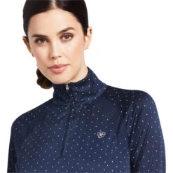 2023 Ariat Womens Sunstopper 2.0 1/4 Zip Base Layer Top 10030429 - Navy Dot Colour Navy Dot -Ariat Shop 1597 202220Ariat20Womens20Sunstopper202.0201420Zip20Base20Layer20Top201003935320 20Navy20Dot20Close20Up202.700x700
