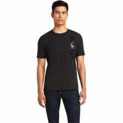 2022 Ariat Mens Short Sleeve Vertical Logo Top 10039192 - Black
