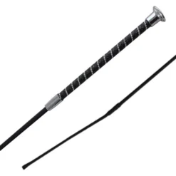 2022 Woof Wear Twisted Dressage Whip WH0002 - Black / Silver Colour Black/Silver
