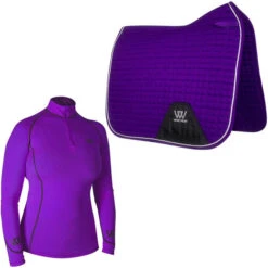2022 Woof Wear Womens Performance Riding Shirt & Woof Wear Dressage Saddle Cloth Bundle - Ultra Violet Colour Ultra Violet
