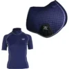 2022 Woof Wear Womens Short Sleeve Performance Riding Shirt & Close Contact Saddle Cloth Bundle - Navy
