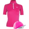 2022 Woof Wear Womens Short Sleeve Performance Riding Shirt & Convertible Hat Cover Bundle WA0006/3 - Berry Colour Berry