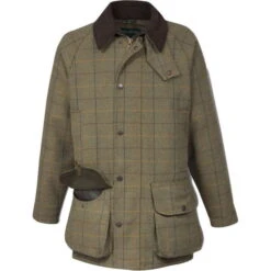 2023 Alan Paine Mens Rutland Tweed Waterproof Shotting Coat RUTGCOT - Dark Moss Colour Dark Moss