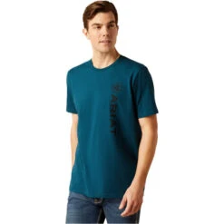 2023 Ariat Mens Vertical Logo T-Shirt 10046108 - Reflecting Pond Colour Reflecting Pond
