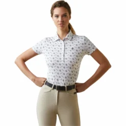 2023 Ariat Womens Motif Polo 10043436 - White Tack Ditsy