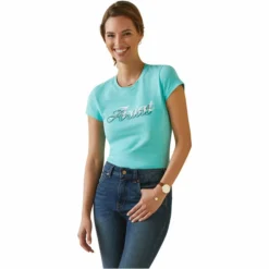 2023 Ariat Womens Varsity Outline T-Shirt 10043742 - Pool Blue