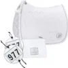 2023 Eskadron Highgloss Peacock Saddle Cloth & Round Bridle Number Holder Bundle PSNH23 - White