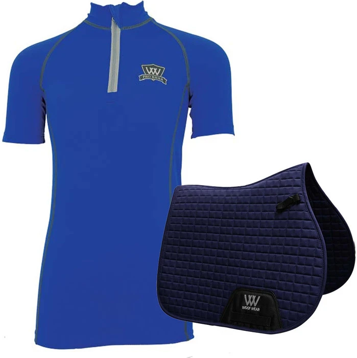 2023 Woof Wear Matchy Matchy Young Rider Shirt & Saddle Pad Summer Holidays Bundle WWYR4 - Electric Blue / Navy 1 2023 Woof Wear Matchy Matchy Young Rider Shirt & Saddle Pad Summer Holidays Bundle WWYR4 - Electric Blue / Navy