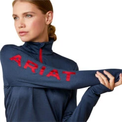 2021 Ariat Womens Team Gridwork 1/4 Zip Baselayer 10037000 - Navy -Ariat Shop 3598 202120Ariat20Womens20Team20Gridwork201420Zip20Baselayer201003700020 20Navy20Back20Full20Model202.700x700