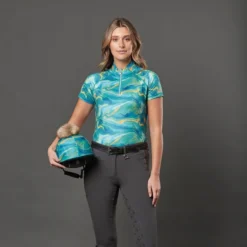 2022 Weatherbeeta Womens Ruby Printed Short Sleeve Top 1009343016 - Blue / Orange Swirl -Ariat Shop 4045 4045 3.700x700