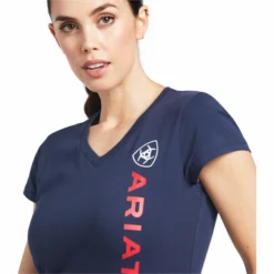 2022 Ariat Womens Vertical Logo Short Sleeve Top 10039227 - Navy -Ariat Shop 4138 10039227 4.700x700