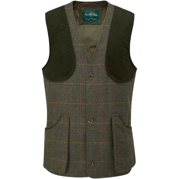 2022 Alan Paine Mens Rutland Tweed Shooting Waistcoat RUTGSHW - Seaweed 5 2022 Alan Paine Mens Rutland Tweed Shooting Waistcoat RUTGSHW - Seaweed - Image 5