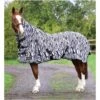 2022 Hy Equestrian StormX Original Zebra Print Fly Rug Hesozpfr - Black / White