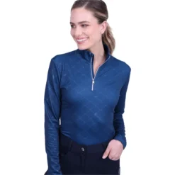 2022 HV Polo Womens Welmoed Luxury Long Sleeve Top 403093454 - Deep Sea Blue Colour Deep Sea Blue -Ariat Shop 5321 202220HV20Polo20Welmoed20Luxury20Long20Sleeve20Top2040309345420 20Deep20Sea20Blue20Model.700x700