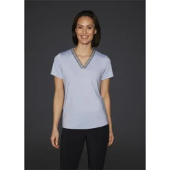 2023 Mountain Horse Womens Active Stripe T-Shirt 4537040 - Blue Colour Blue -Ariat Shop 5759 active stripe tee blue.700x700