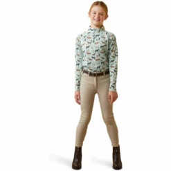 2023 Ariat Junior Sunstopper 2.0 1/4 Zip Baselayer 10043604 - Aqua Herd Print Colour Aqua Herd Print -Ariat Shop 5852 202320Ariat20Junior20Sunstopper202.0201420Zip20Baselayer201004360420 20Aqua20Herd20Print20Full.700x700