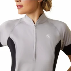 2023 Ariat Womens Cambria Jersey 1/4 Zip Baselayer 10043471 - Silver Sconce / Black -Ariat Shop 5862 202320Ariat20Womens20Cambria20Jersey201420Zip20Baselayer201004347120 20Silver20Sconce2020Black20Close20Up.700x700