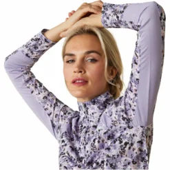 2023 Ariat Womens Sunstopper 2.0 1/4 Zip Baselayer 10030429 - Grey Camo Floral Colour Grey Camo Floral -Ariat Shop 5867 10043595 03.700x700