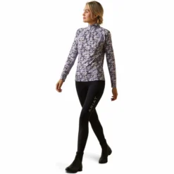 2023 Ariat Womens Sunstopper 2.0 1/4 Zip Baselayer 10030429 - Grey Camo Floral Colour Grey Camo Floral -Ariat Shop 5867 10043595 full.700x700