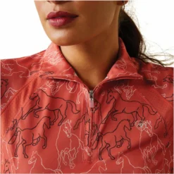 2023 Ariat Womens Sunstopper 2.0 1/4 Zip Baselayer 10030429 - Burnt Sienna Print Colour Burnt Sienna Mirror Print -Ariat Shop 5868 202320Ariat20Womens20Sunstopper202.0201420Zip20Baselayer201003042920 20Burnt20Sienna20Print2020Close20Up.700x700