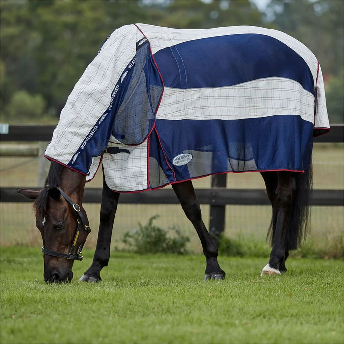 2023 Weatherbeeta Breeze Fly Rug With FREE Fly Mask WFRFM1 - White / Navy 8 2023 Weatherbeeta Breeze Fly Rug With FREE Fly Mask WFRFM1 - White / Navy - Image 8