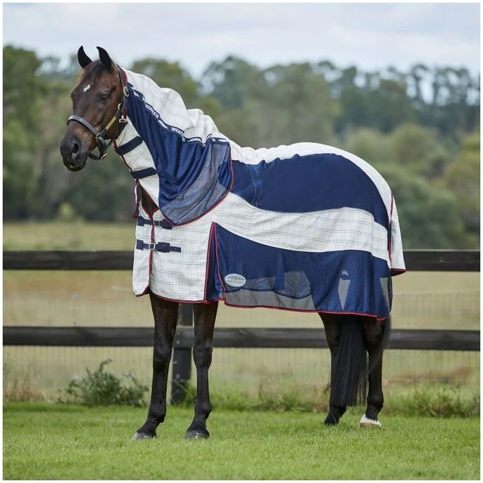 2023 Weatherbeeta Breeze Fly Rug With FREE Fly Mask WFRFM1 - White / Navy 2 2023 Weatherbeeta Breeze Fly Rug With FREE Fly Mask WFRFM1 - White / Navy - Image 2