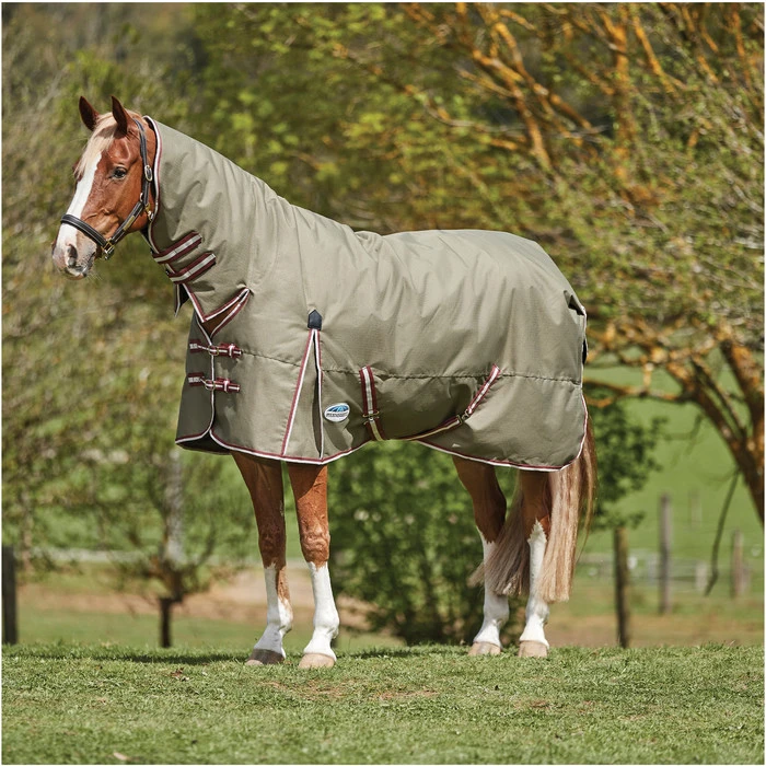 2023 Weatherbeeta Comfitec Essential Combo Neck Medium Turnout Rug 10004151 - Olive Green / Burgundy / White Colour Olive Green / Burgundy / White 2 2023 Weatherbeeta Comfitec Essential Combo Neck Medium Turnout Rug 10004151 - Olive Green / Burgundy / White Colour Olive Green / Burgundy / White - Image 2