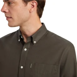 2023 Ariat Mens Clement Shirt 10042099 - Earth Heather -Ariat Shop 6525 202320Ariat20Mens20Clement20Shirt201004209920 20Earth20Heather20Close20Up.700x700