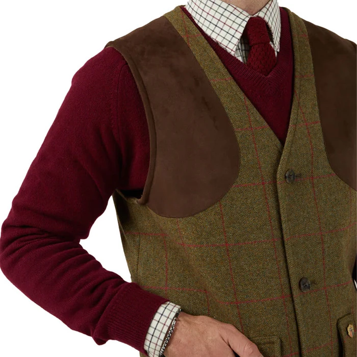 2023 Alan Paine Mens Combrook Tweed Gilet COMGWCT - Sage Colour Sage 4 2023 Alan Paine Mens Combrook Tweed Gilet COMGWCT - Sage Colour Sage - Image 4