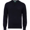 2023 Alan Paine Mens Burford Lambswool V-Neck Jumper 050D83 - Dark Navy