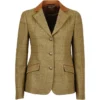 Dublin Womens Albany Tweed Suede Collar Tailored Riding Jacket - Brown