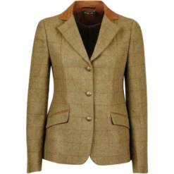 Dublin Womens Albany Tweed Suede Collar Tailored Riding Jacket - Brown