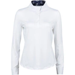 Dublin Womens Ria Long Sleeve Competition Shirt - White / Navy
