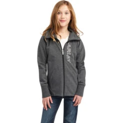 2022 Ariat Junior Team Logo Full Zip Fleece Top 10041370 - Charcoal Grey