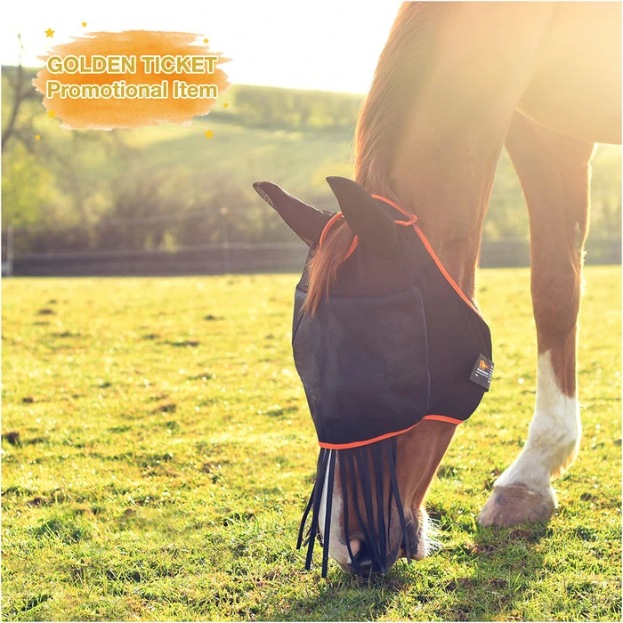 Equilibrium Field Relief Midi Fly Mask With Ears Black / Orange 2 Equilibrium Field Relief Midi Fly Mask With Ears Black / Orange - Image 2