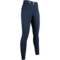 2022 HKM Womens Monaco Crystal Sili Full Seat Riding Breeches 13226 - Deep Blue