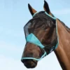Weatherbeeta Comfitec Fine Mesh Mask With Nose - Black / Turquoise Colour Black/Turquoise