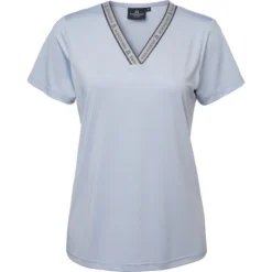 2023 Mountain Horse Womens Active Stripe T-Shirt 4537040 - Blue Colour Blue