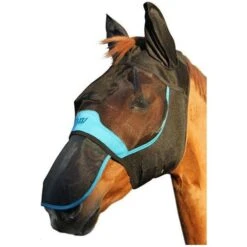 Woof Wear UV Fly Mask Without Ears - Black / Turquoise Colour Black/Turquoise -Ariat Shop nose20protector.700x700